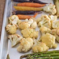 Perfectly roasted cauliflower with browning on the tips