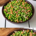 2 bowls of peas with pancetta and shallots