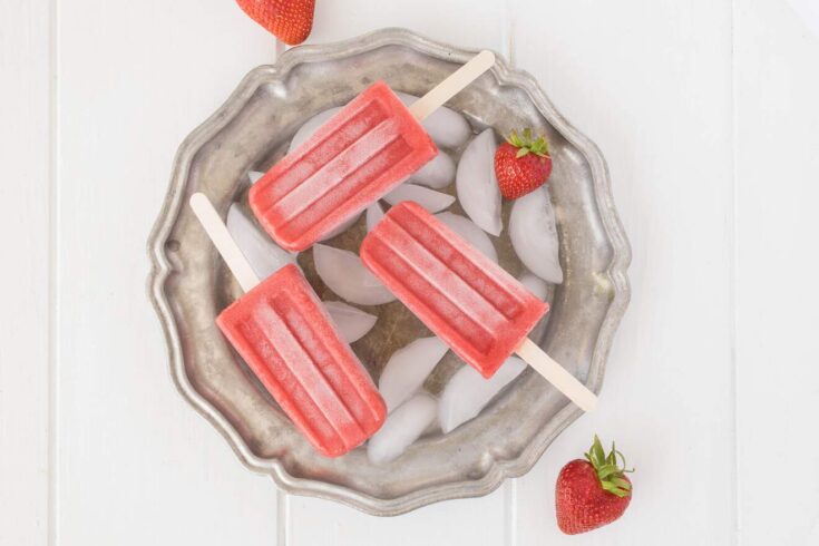 Red frozen popsicles viewed from overhead