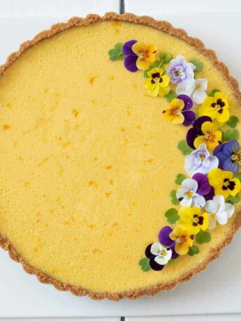 Summer mango pie from overhead