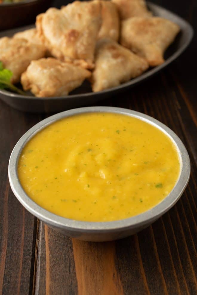 A bowl of mango puree for dipping