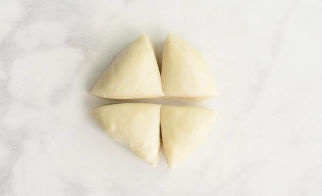 Samosa dough cut into 4 pieces
