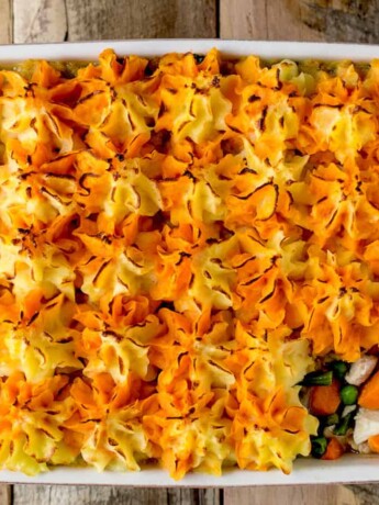 Turkey shepherds pie from overhead