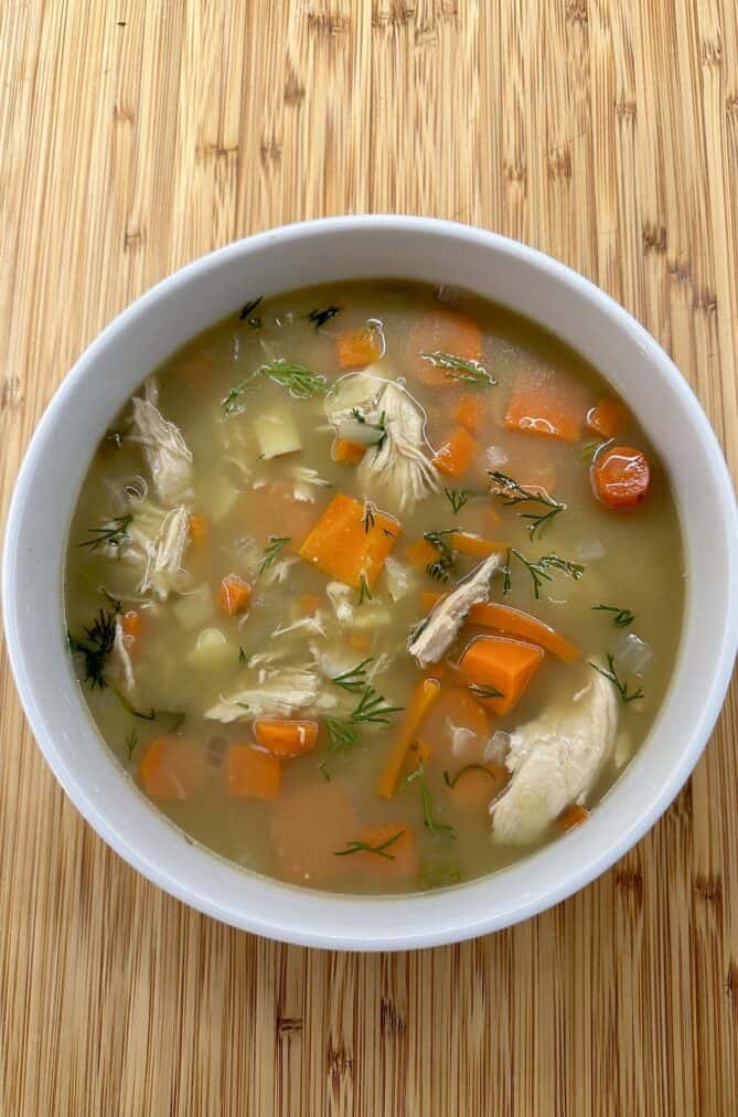 Chicken soup from overhead