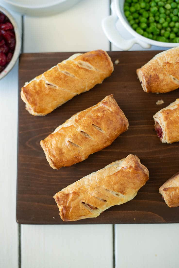 An overhead image of the sausage rolls