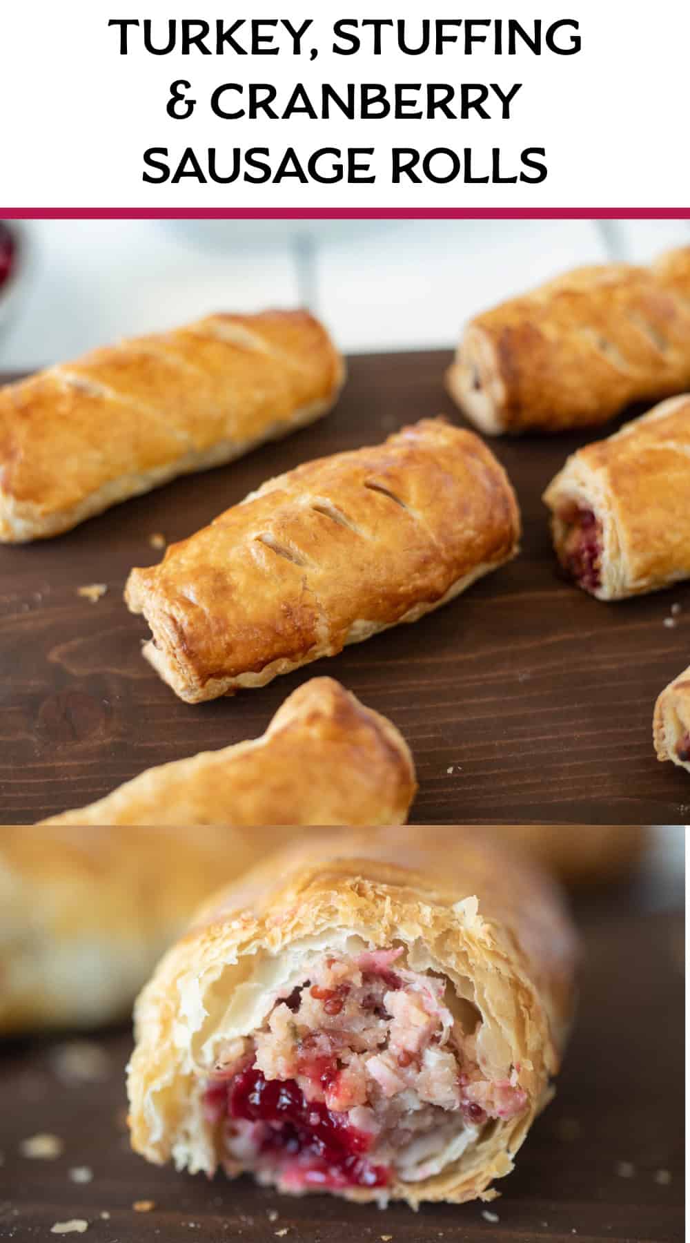 Sausage rolls on a board