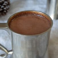 Dark and rich cup of Belgian hot chocolate with Baileys